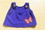 Vintage Poppen Jurkje Overgooier  Blauw + Vlinder Retro, Verzamelen, Poppen, Ophalen of Verzenden, Gebruikt, Kleertjes
