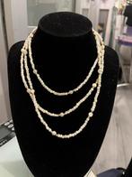Witte kralen ketting met gouden accenten, Ophalen of Verzenden, Zo goed als nieuw, Wit, Overige materialen