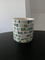 Bloempot blauw groen streep, Ophalen, Rond, Zo goed als nieuw, Minder dan 25 cm