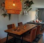 Eettafel Mateo visgraat teakhout, Huis en Inrichting, Tafels | Eettafels, Ophalen, Teakhout, 200 cm of meer, 50 tot 100 cm