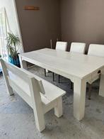 Houten eettafel met eettafelbank, Huis en Inrichting, Tafels | Eettafels, Ophalen, Gebruikt, 200 cm of meer, 50 tot 100 cm