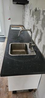 Keukenblad incl gasplaat en afzuiging, Huis en Inrichting, Keuken | Keukenelementen, Ophalen, Gebruikt, 200 cm of meer, Minder dan 100 cm