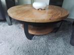 Houten salontafel met metalen poten, Ophalen, 50 tot 100 cm, Rond, 50 tot 100 cm