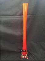 Mid century bud vase 60cm tall. Orange and clear glass 40, Antiek en Kunst, Ophalen of Verzenden