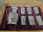 Tinnen servies (bekers + kan) in houten geschenkdoos, artina, Antiek en Kunst, Antiek | Tin, Ophalen of Verzenden