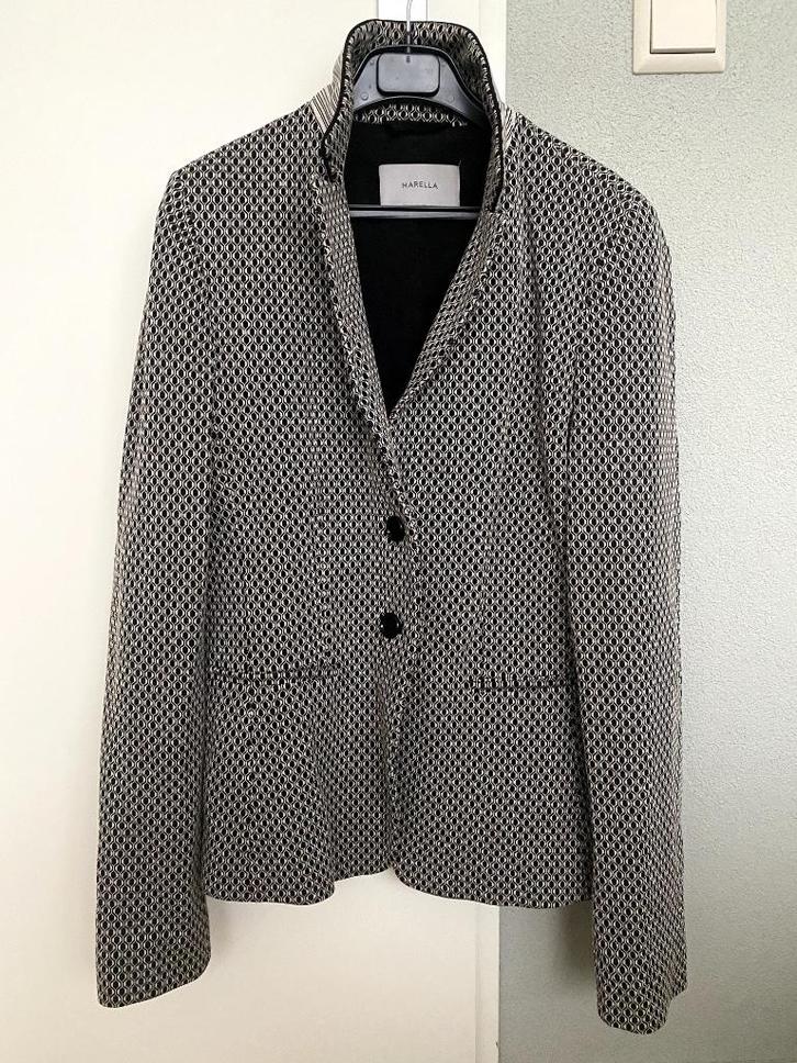 Stijlvolle blazerjasje van Marella, mt 40, zwart-wit, Kleding | Dames, Jasjes, Kostuums en Pakken, Gedragen, Maat 38/40 (M), Grijs