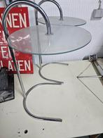 2 glazen bijzet tafels jaren '70 retro vintage, Ophalen of Verzenden
