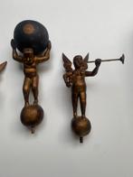 Set antieke houten beelden voor staande klok, Antiek en Kunst, Antiek | Klokken, Ophalen of Verzenden