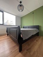 Teakhouten bedframe 180x200 incl. 2xBOSS spiraalbodem, Ophalen, Gebruikt, Zwart, Tweepersoons