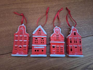 4 Hollandsche huisjes kerstboomhangers. Kersthangers. beschikbaar voor biedingen