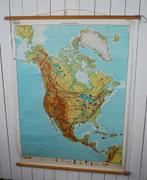 Schoolkaart Noord-Amerika, Antiek en Kunst, Antiek | Schoolplaten, Ophalen, Aardrijkskunde