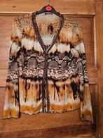 Mooie bruin beige blouse met print van Luisa Cerano mt 40, Maat 38/40 (M), Beige, Ophalen of Verzenden, Zo goed als nieuw