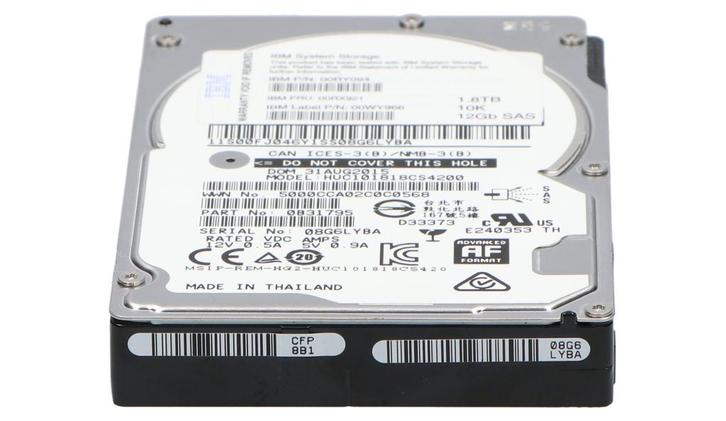 00RX921-NB IBM Hot Swap 1.8TB 10K rpm 12G SAS 2.5, Computers en Software, Harde schijven, Gebruikt, Desktop, Intern, HDD, SAS