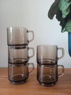 Vintage rookglas servies koffie thee glas MOCCONA DE 5x, Huis en Inrichting, Glas of Glazen, Ophalen of Verzenden, Overige stijlen