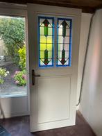 Glas in lood in massief houtendeur, Doe-het-zelf en Verbouw, Glas en Ramen, Ophalen, Gebruikt, Minder dan 80 cm, Glas in lood