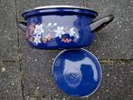 Pan emaille paars bloemen retro brocante, Ophalen