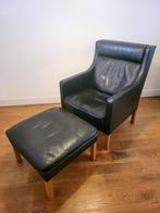 Vintage wingback chair 2431 met ottoman van Børge Mogensen, Huis en Inrichting, Fauteuils, Ophalen, Gebruikt, Nvt, Deens design, Vintage design, Mid Century Modern
