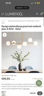 Moderne Plafondlamp Goud met Melkwit Glas - 6-lichts, Ophalen, Nieuw, Glas