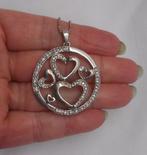 Zilveren ketting met grote hanger met harten nr.1777
