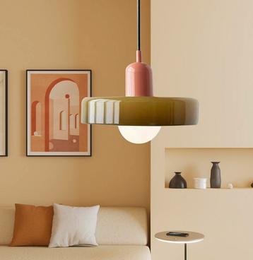 Hanglamp glas, Bauhaus retro stijl. Groen/ roze beschikbaar voor biedingen