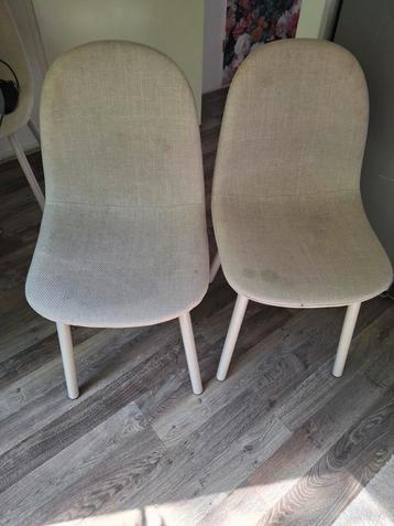 4 beige eetkamerstoelen