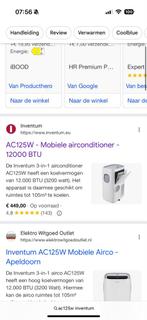 Inventum AC125W Mobiele Airco - 12000 BTU, Ophalen, Gebruikt, 3 snelheden of meer, Koelen en Ontvochtigen