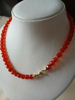 Snoer Murano kralen + 14 kt goud.slot, 48 cm, Sieraden, Tassen en Uiterlijk, Kettingen, Verzenden, Zo goed als nieuw, Rood, Steen of Mineraal