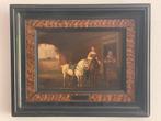 18e eeuws paneel / boerderij met paarden., Antiek en Kunst, Kunst | Schilderijen | Klassiek, Verzenden