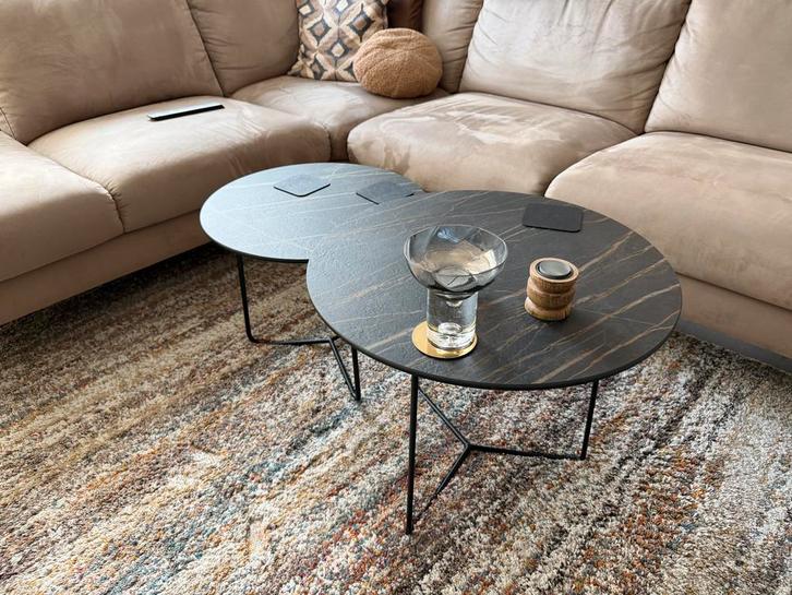 Montel Bijzettafels Keramiek Noir Desir - Set van 2, Huis en Inrichting, Tafels | Salontafels, Zo goed als nieuw, Minder dan 50 cm