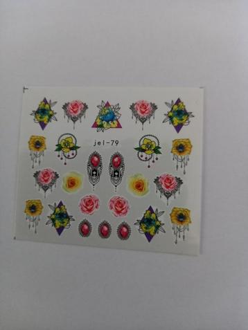 Velletje nagel water decals stickers jel-79 bloemen geel roo beschikbaar voor biedingen