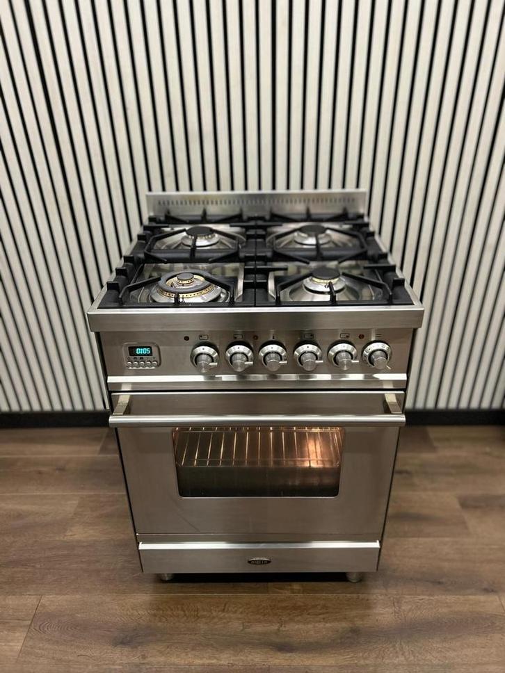Luxe Boretti Fornuis 4 pits met Gasoven 60x60 cm, Witgoed en Apparatuur, Fornuizen, Zo goed als nieuw, Vrijstaand, Gas, 4 kookzones
