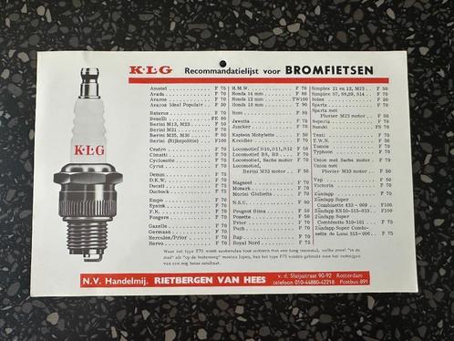 KLG recommandatielijst voor BROMFIETSEN. Fongers Berini enz., Verzamelen, Merken en Reclamevoorwerpen, Gebruikt, Gebruiksvoorwerp