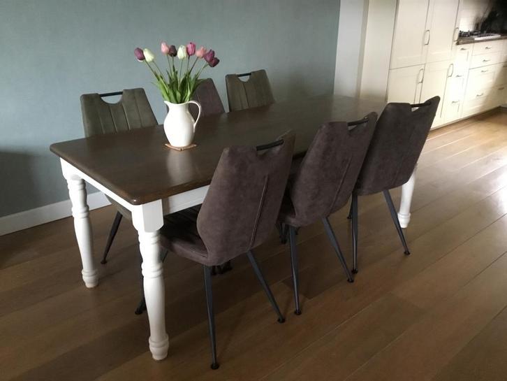 Landelijk eiken eettafel - 200cm, Huis en Inrichting, Tafels | Eettafels, Gebruikt, 50 tot 100 cm, 150 tot 200 cm, Vijf personen of meer