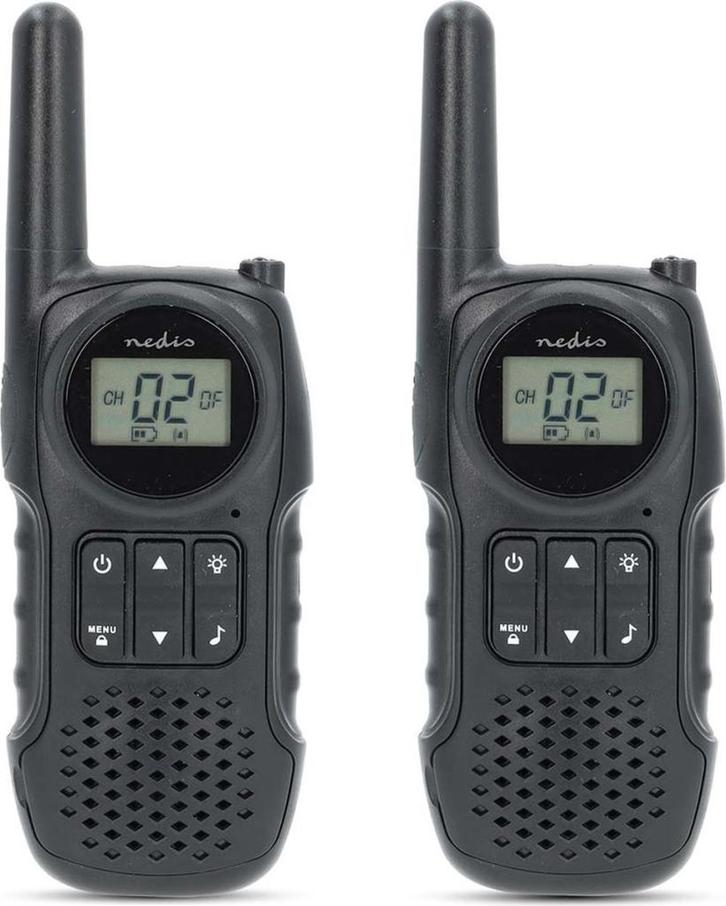 Nedis Walkie Talkie Set – 10 km – VOX/PTT – Zwart (2x), Telecommunicatie, Portofoons en Walkie-talkies, Nieuw, Portofoon of Walkie-talkie