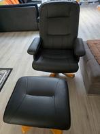Leren Relaxfauteuil met Voetenbank - Zo Goed Als Nieuw, Ophalen of Verzenden, Zo goed als nieuw, 75 tot 100 cm, Modern