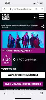 Vitamin string quartet vanavond oosterpoort, Tickets en Kaartjes, Concerten | Klassiek, Twee personen, September