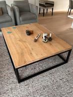 Mooie zwaar eiken salontafel met metaal onderstel, Ophalen, 100 tot 150 cm, 50 tot 100 cm, Zo goed als nieuw