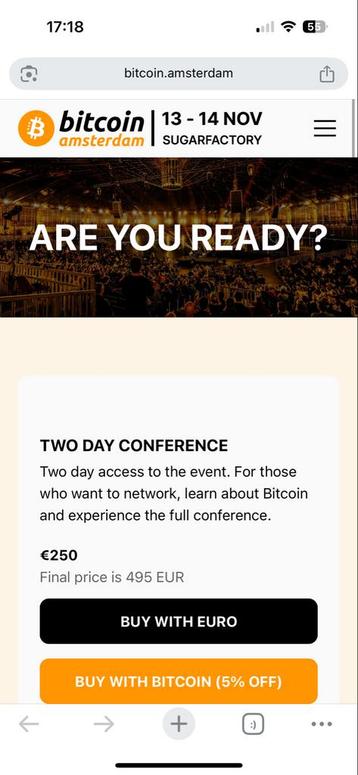 Bitcoin Amsterdam tickets. Moet weg! beschikbaar voor biedingen