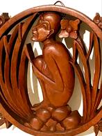 Balinees houtsnijwerk man met lotus Bali Balinese Indonesië, Antiek en Kunst, Kunst | Beelden en Houtsnijwerken, Verzenden