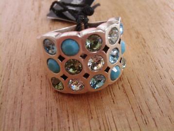 Nieuw Dyrberg/Kern zilverkleurige ring turquoise groen blauw beschikbaar voor biedingen
