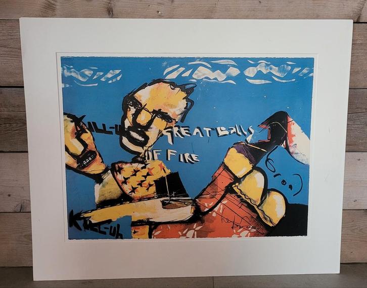 Herman  Brood zeefdruk Great balls of fire., Antiek en Kunst, Kunst | Litho's en Zeefdrukken, Ophalen