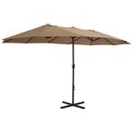 Parasol met aluminium paal 460x270 cm taupe, Tuin en Terras, Nieuw, Ophalen of Verzenden, Zweefparasol, Meer dan 4 meter