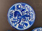 3 grote antieke flow blue borden, aardewerk 23,5 cm, Ophalen of Verzenden