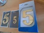 3x Huisnummer 5 messing, Ophalen of Verzenden, Nieuw, Koper of Messing