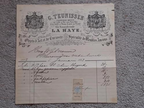 Originele rekening 1883 Den Haag G Teunissen Fournisseur, Antiek en Kunst, Antiek | Overige Antiek, Ophalen of Verzenden
