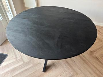 Eettafel rond Mangohout Zwart 150cm 6-8 personen hout tafel beschikbaar voor biedingen