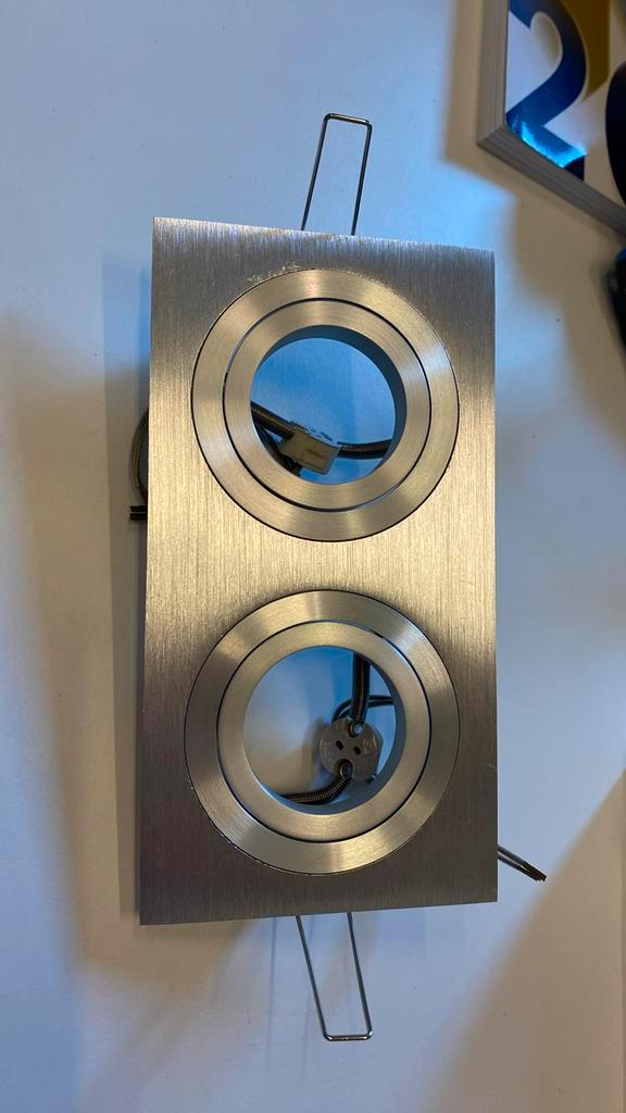 Dubbel inbouwspot voor MR16 led lampen, Huis en Inrichting, Lampen | Spots, Nieuw, Plafondspot of Wandspot, Metaal of Aluminium