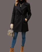 Thomas Burberry vintage wollen mantel maat 40/42, Maat 38/40 (M), Zwart, Ophalen of Verzenden, Burberry