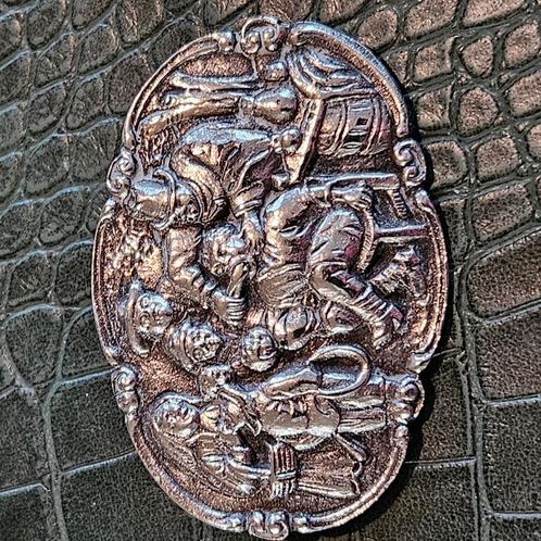 Zilveren broche - jan steen de tandentrekker, Sieraden, Tassen en Uiterlijk, Broches, Zo goed als nieuw, Zilver, Zilver, Verzenden