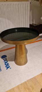 Bijzettafel Karwei - Flessengroen & Goud, Ophalen, Rond, Metaal of Aluminium, Minder dan 55 cm